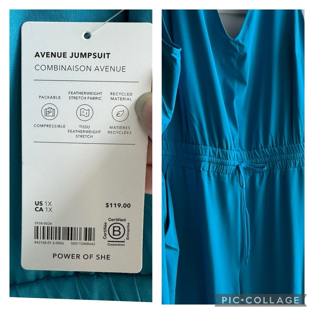 Athleta Avenue Jumpsuit Pacific blue Size 1X New w/ tags lightweight sleeveless - Picture 10 of 12